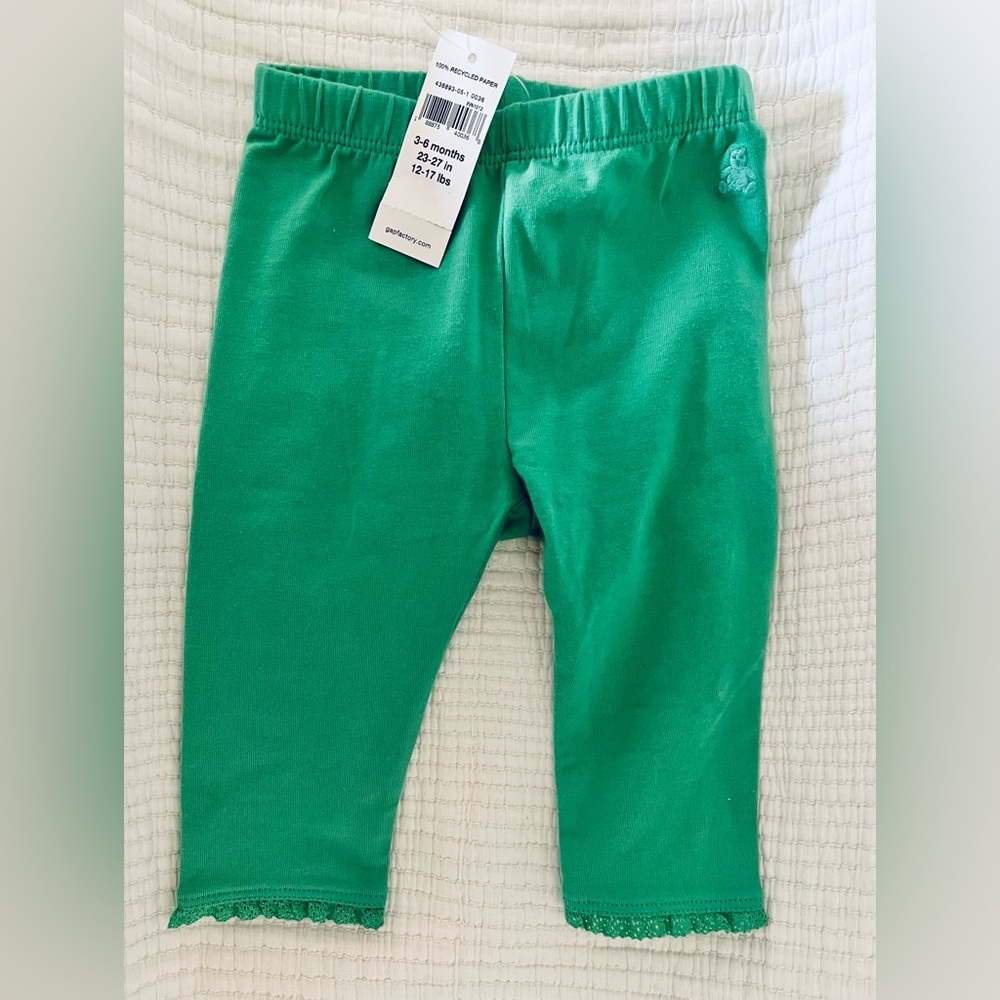 Green leggings 3-6 month baby cotton new with tags gap NWT